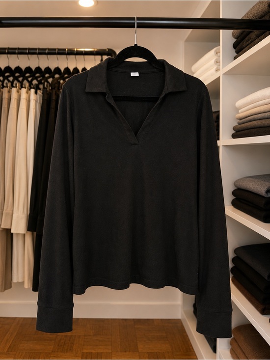 Old Navy Tops - Old Navy Black Long Sleeve Polo Top Minimalist